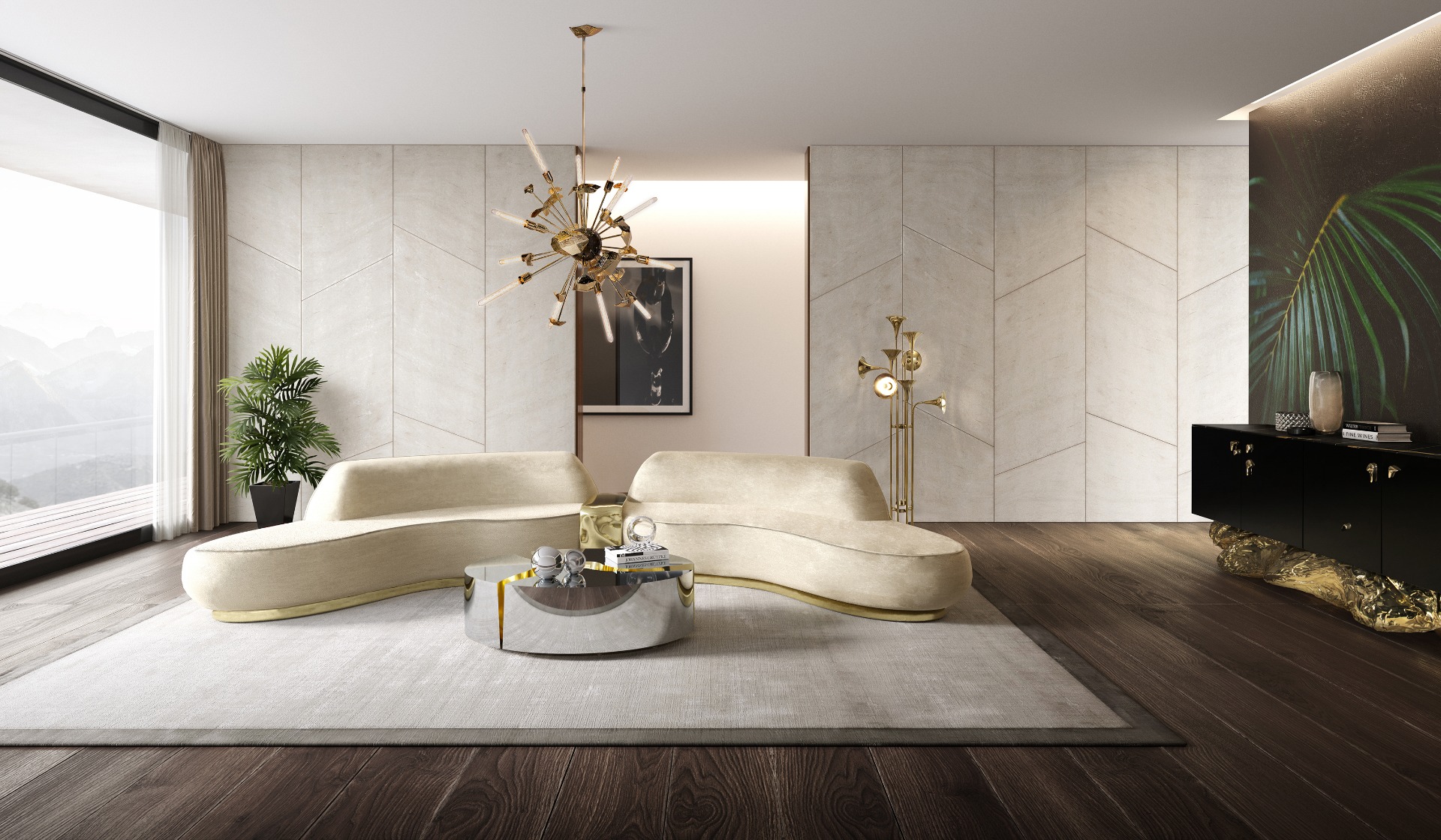 Diseño de salón de lujo moderno por Florida Kitchen Atelier